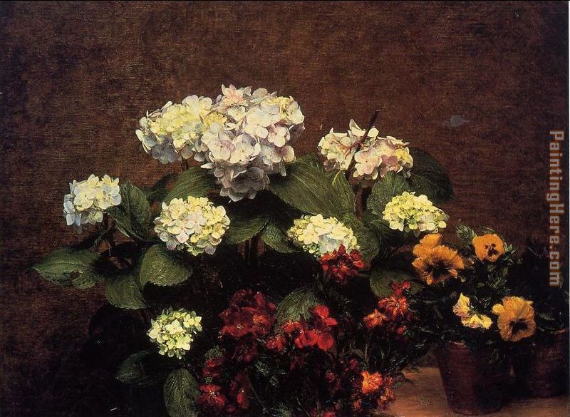 Hydrangias Cloves and Two Pots of Pansies